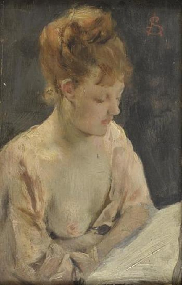 Jeune femme rousse à la lecture by Alfred Stevens