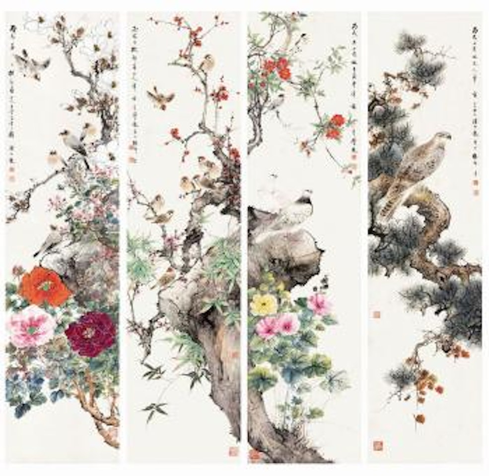 Flowers and birds by Yan Bolong