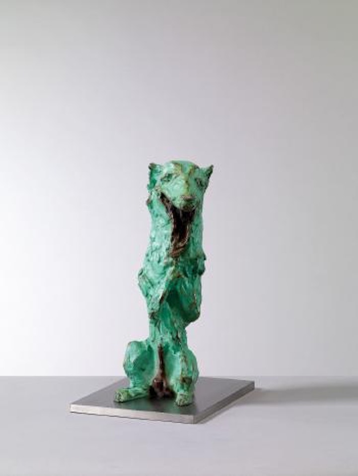 Green dog (Saluting) by Zhou Chunya