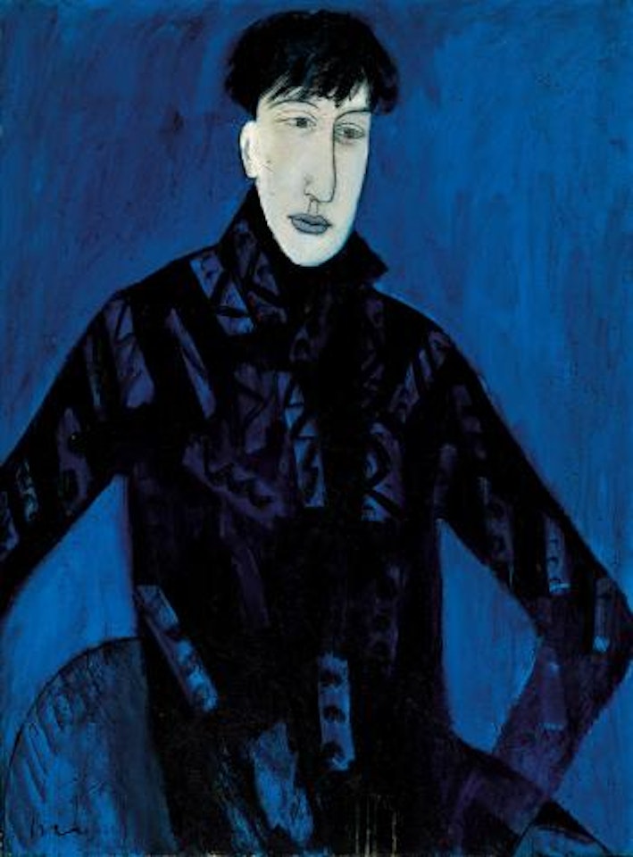 Confident gentleman in blue by Qiu Yacai
