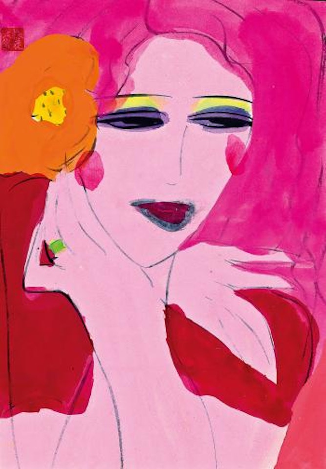 Girl with flower by Walasse Ting