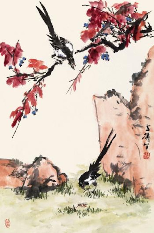 Two magpies by Wang Xuetao