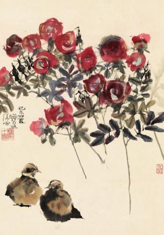 Roses and chickens by Cheng Shifa