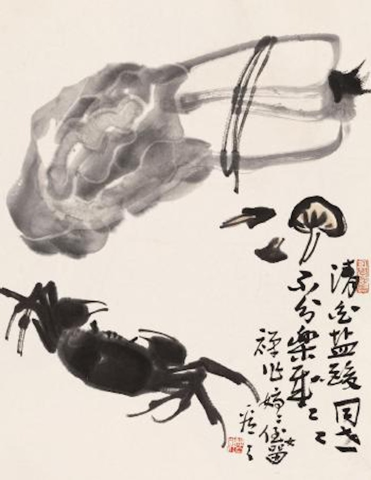 Cabbage, mushroom and crab by Li Kuchan