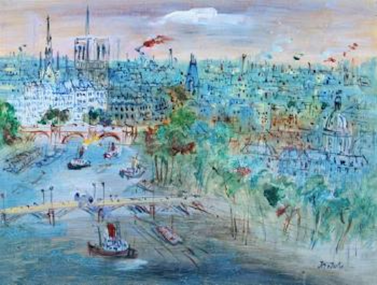 Île de la cité by Jean Dufy