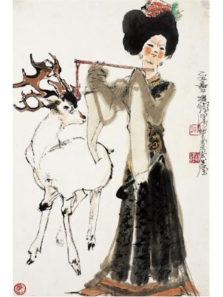 Feeding the deer by Cheng Shifa