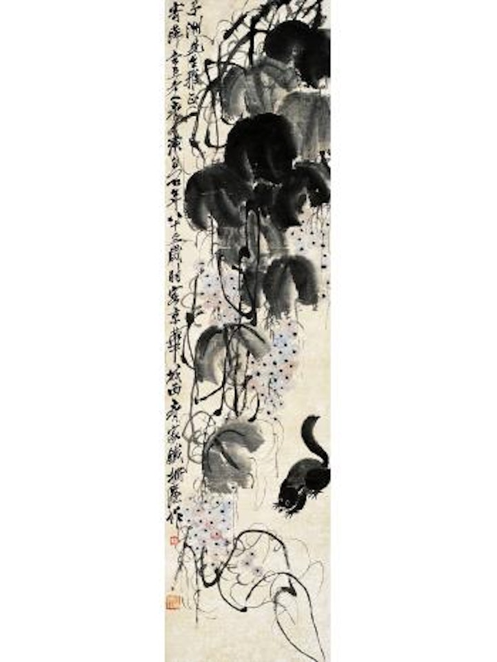 Grapes and squirrel by Qi Baishi