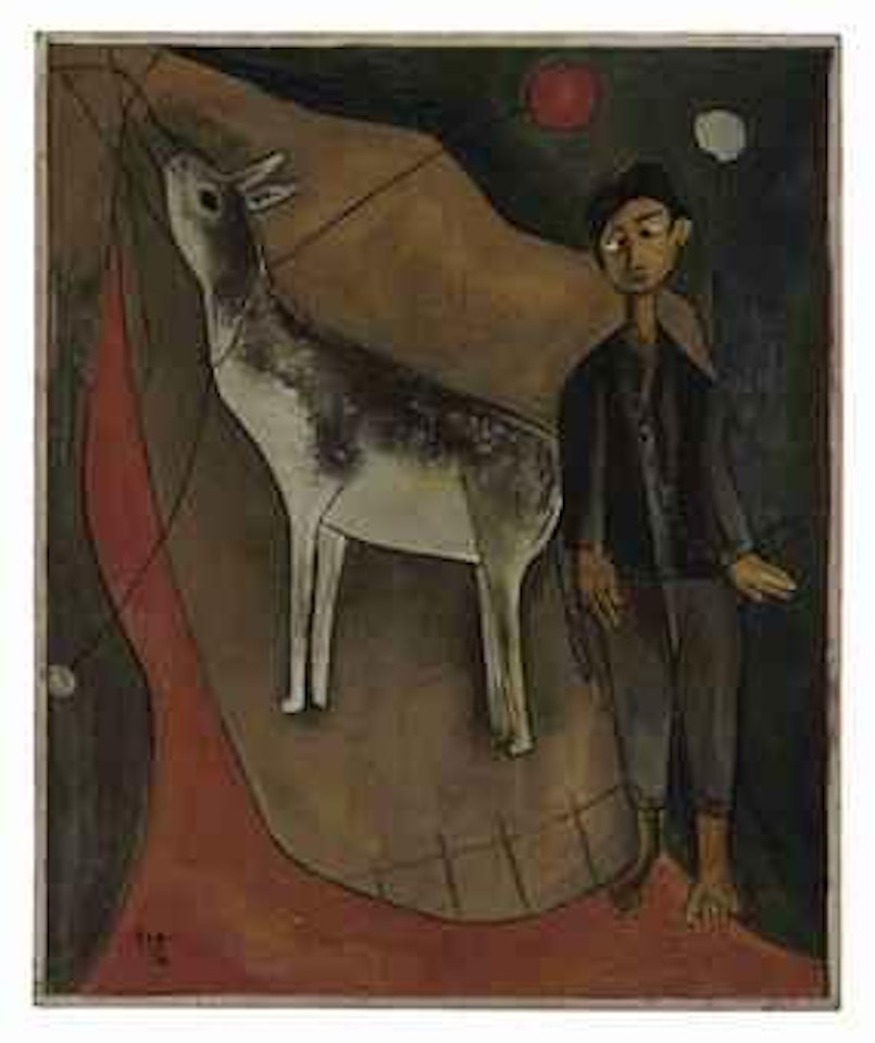 Untitled (Boy and Goat) by Ram Kumar