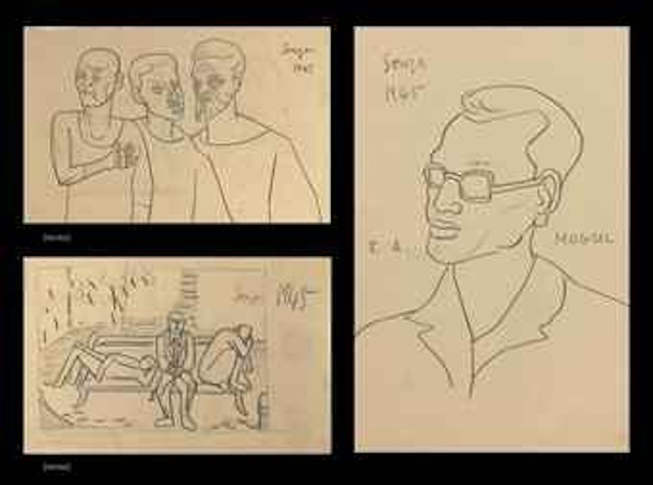 Untitled (Group of Three Men); Untitled (Three Men on a Bench) (on the reverse); Untitled (Portrait of E. A. Mogul) by Francis Newton Souza