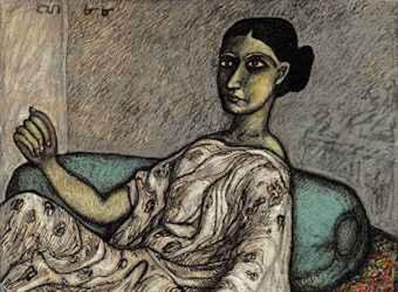 Woman Resting on a Pillow by Jogen Chowdhury