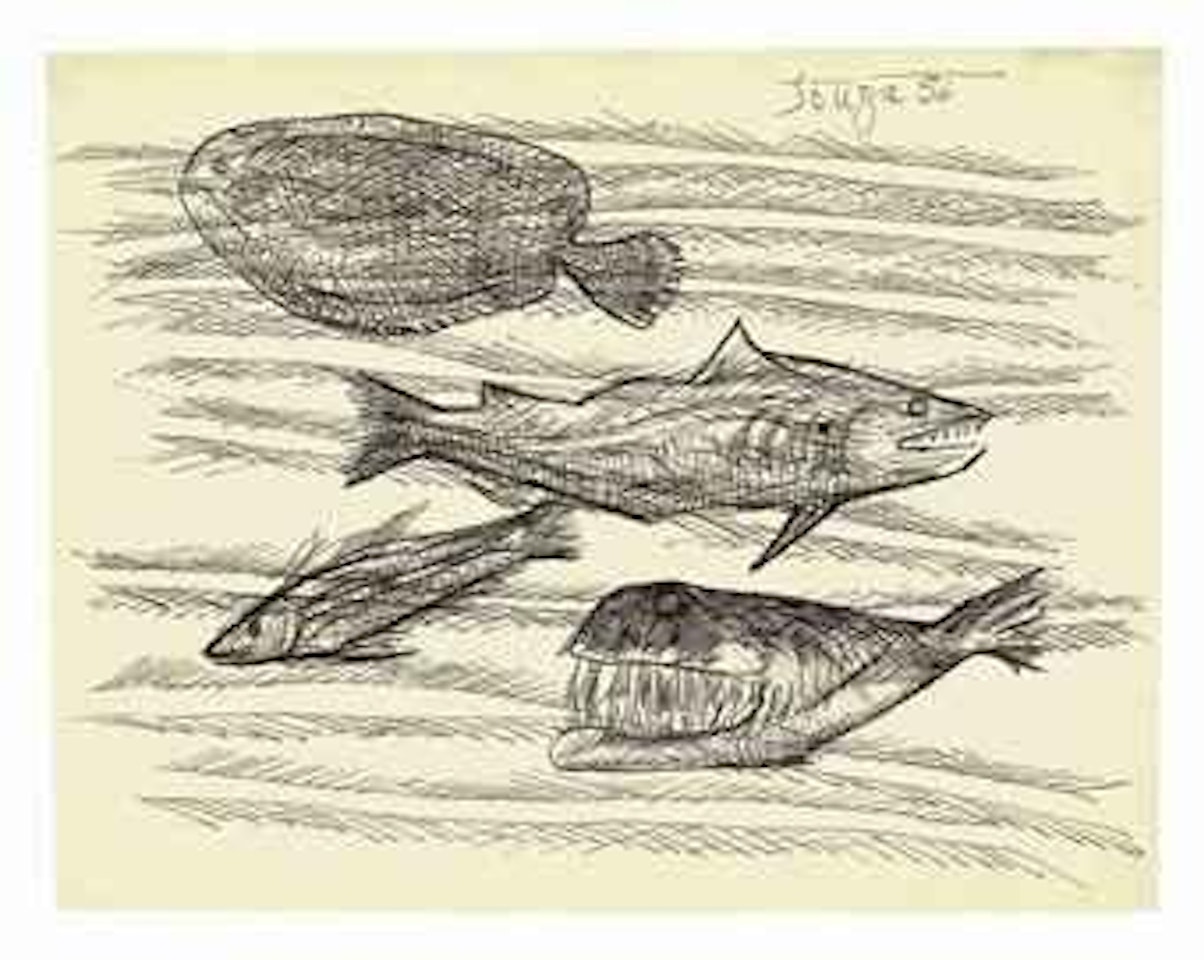 Untitled (Four Fish) by Francis Newton Souza