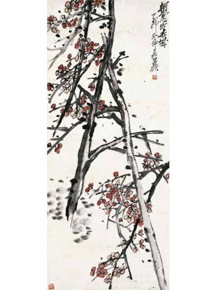 Red plum blossoms by Wu Changshuo