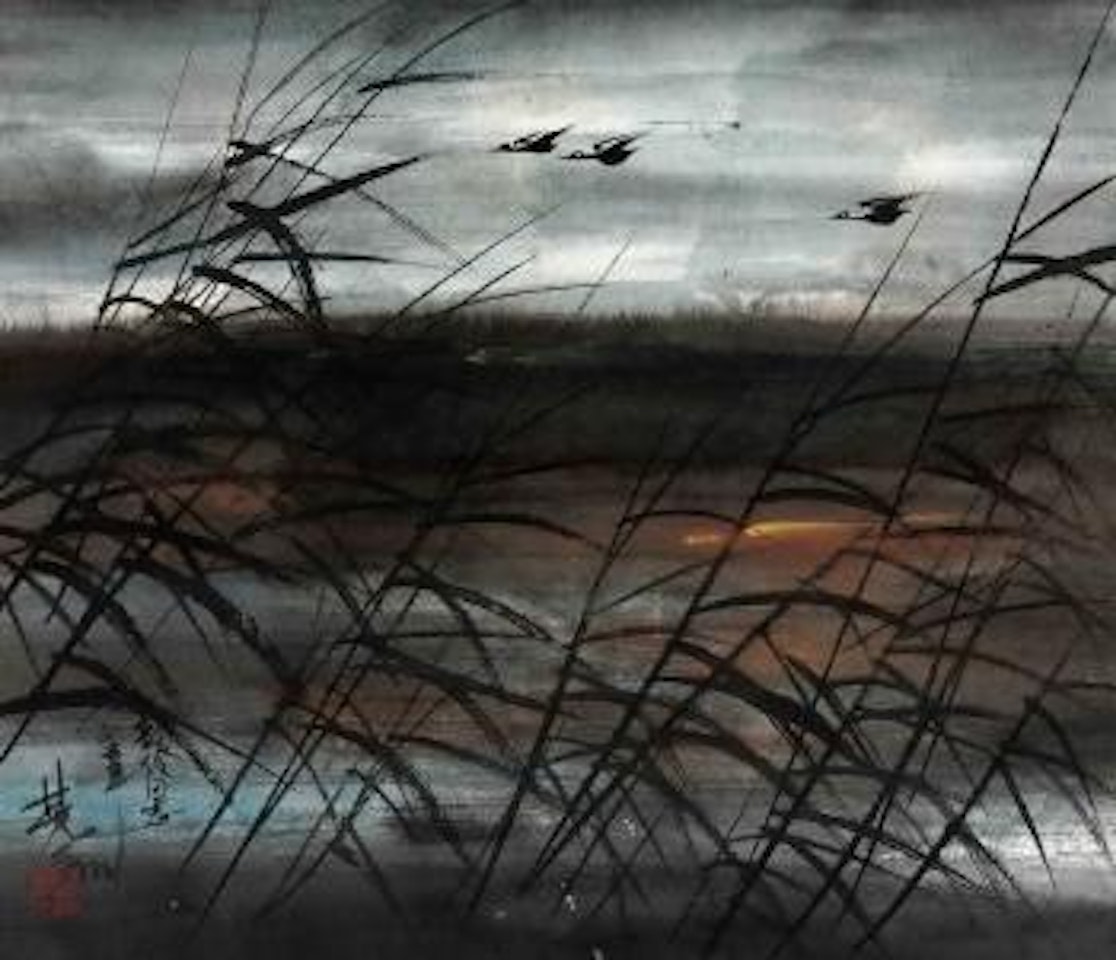 Wild geese flying over the reed by Lin Fengmian