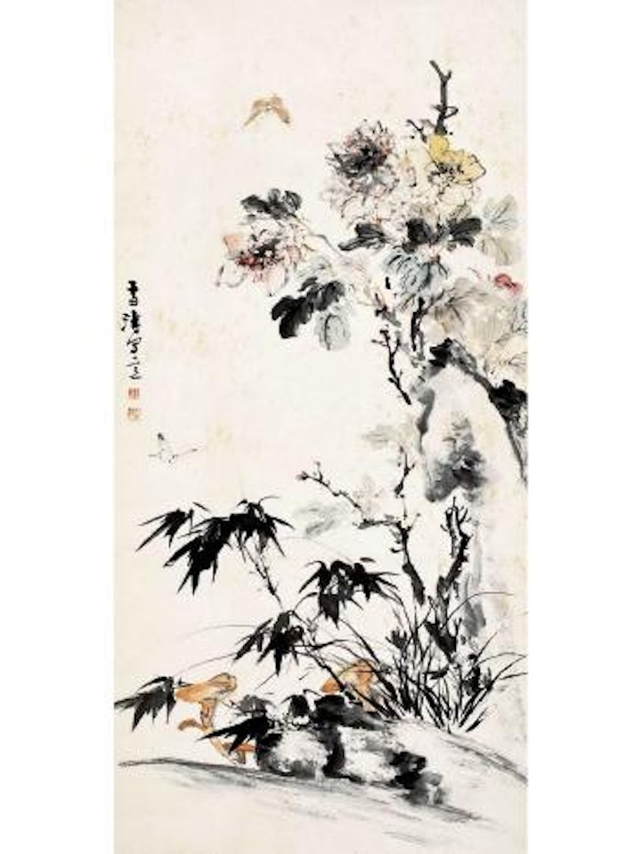 Orchid and peony by Wang Xuetao