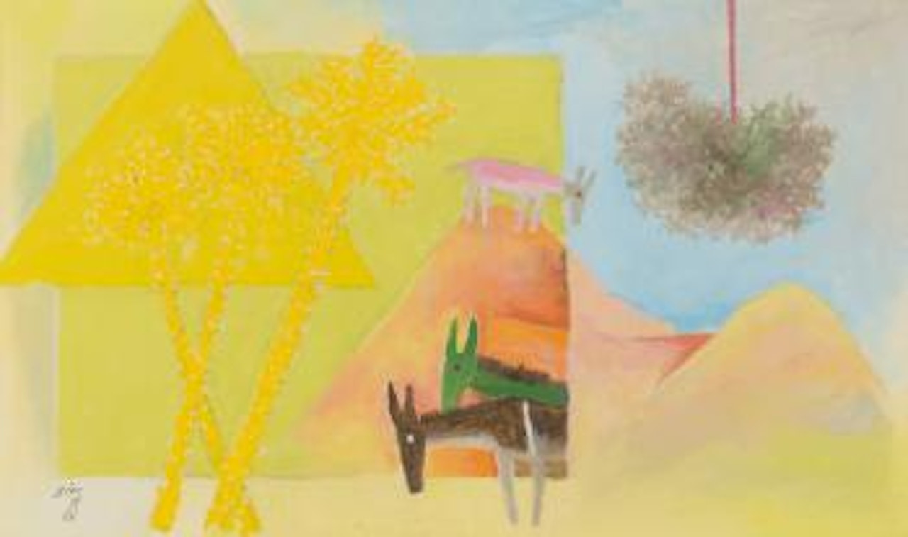 Three Donkies [ Sic] by M.F. Husain