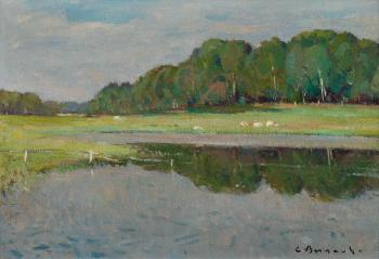 Frühlingslandschaft mit spiegelndem Gewässer by Emile Bernard