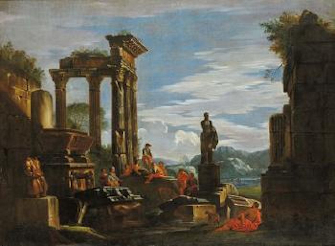 Veduta di rovine architettoniche antiche by Giovanni Ghisolfi