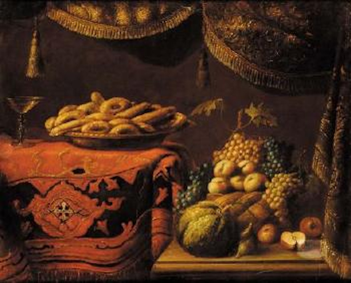 Natura morta con frutta e tappeto by Pier Francesco Cittadini