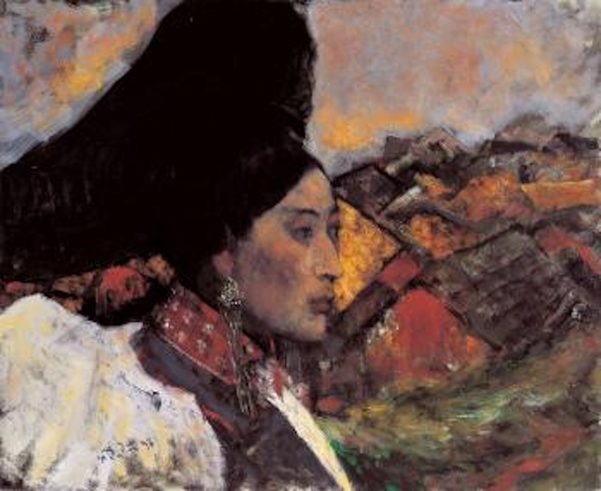Woman in a village by He Duoling