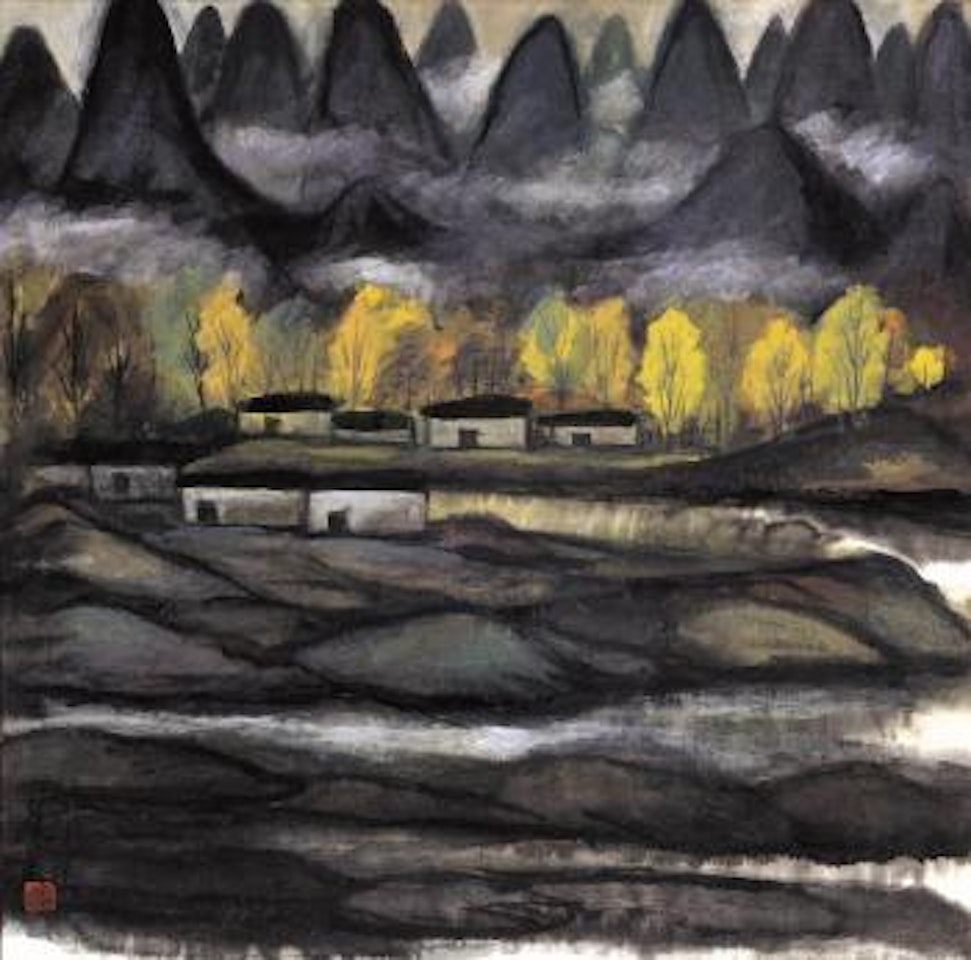 Layers of mount scene by Lin Fengmian