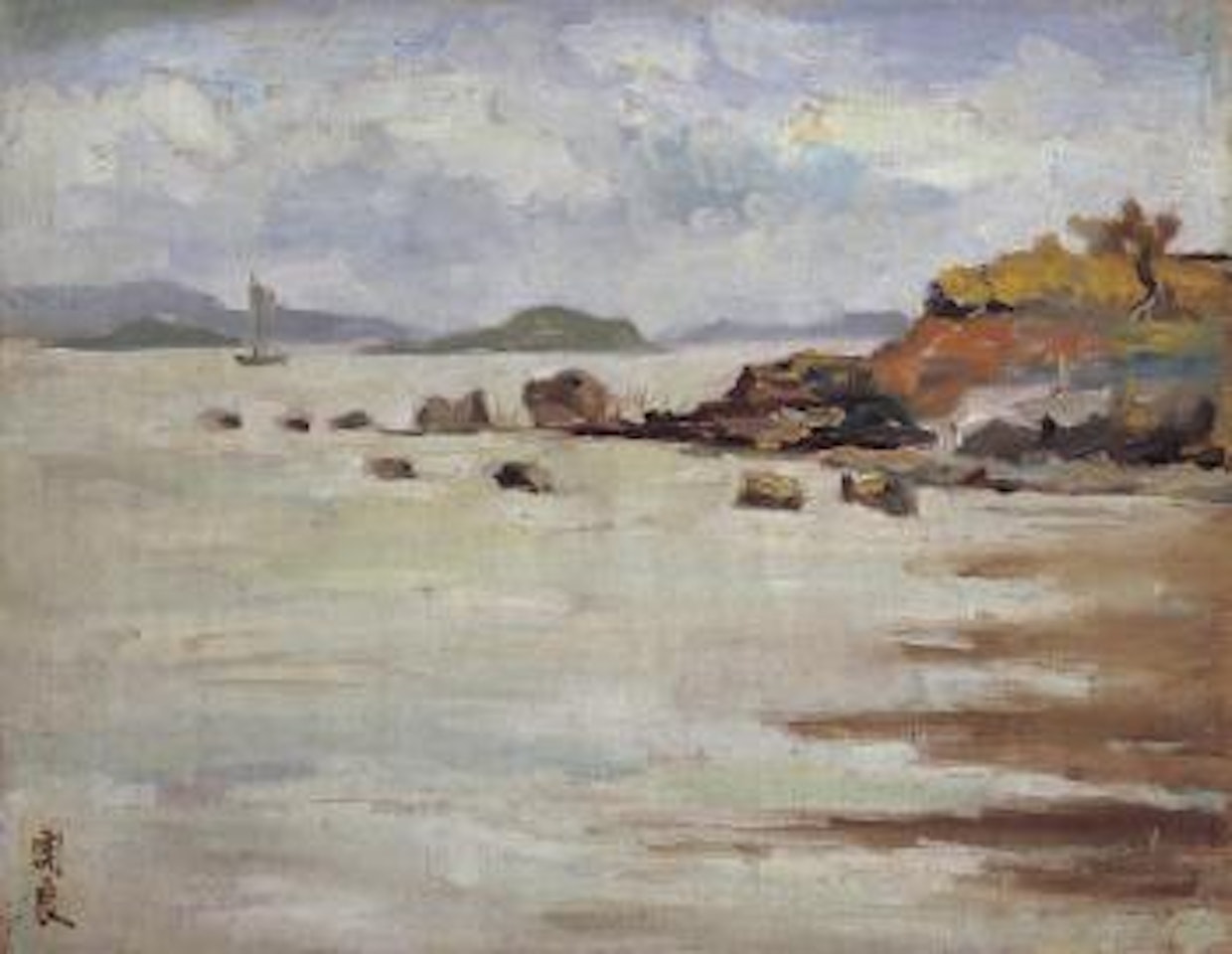 Scenery of the river bank by Guan Liang