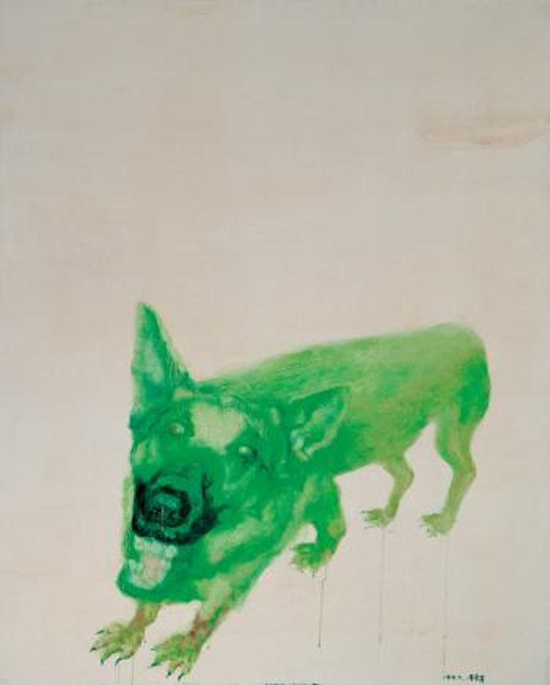 Green dog by Zhou Chunya