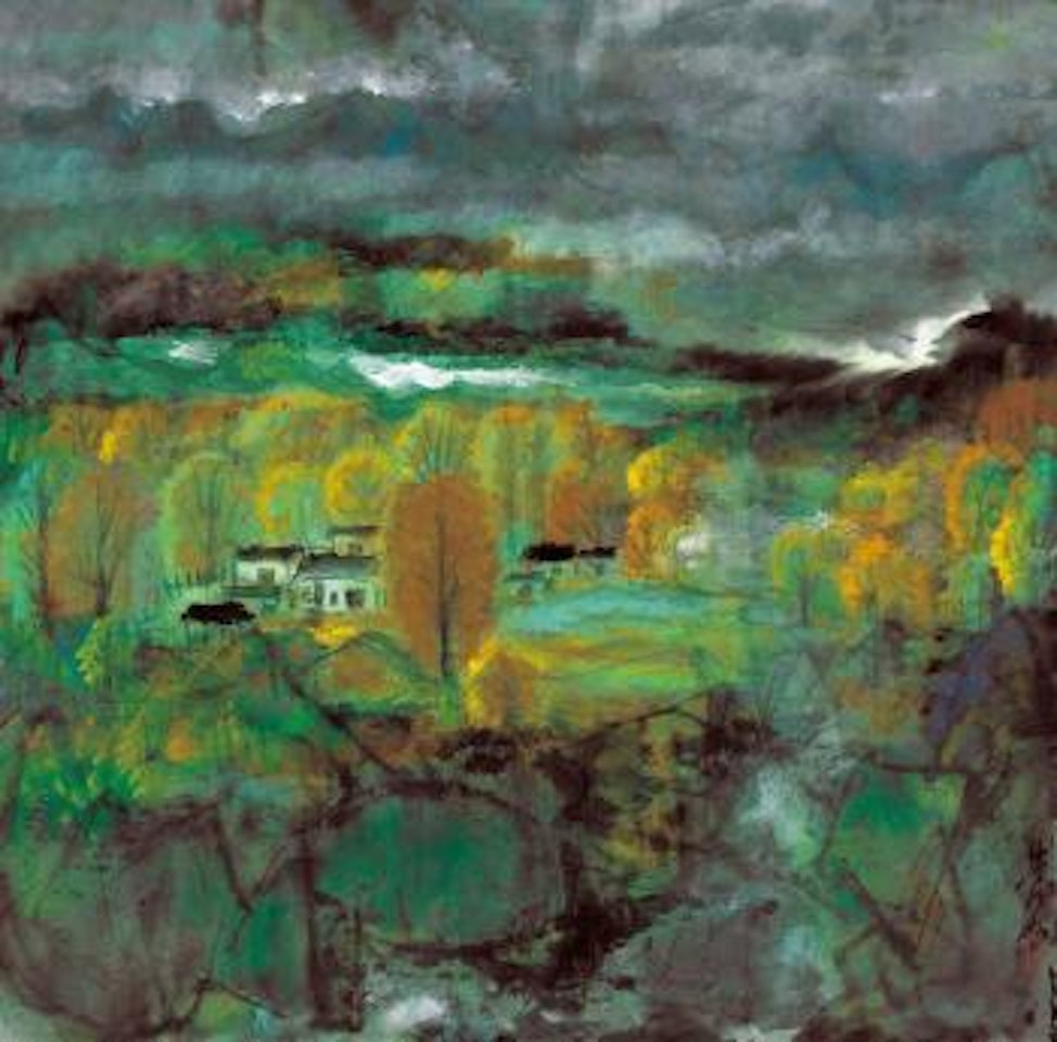 Village in the maple forest by Lin Fengmian