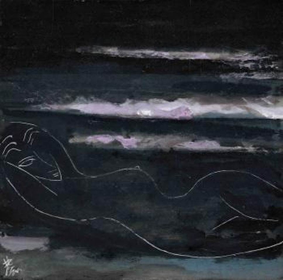 Reclining nude in Modigliani's style by Lin Fengmian