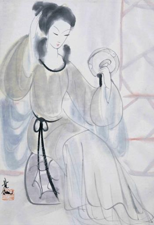 Lady in front of mirror by Lin Fengmian
