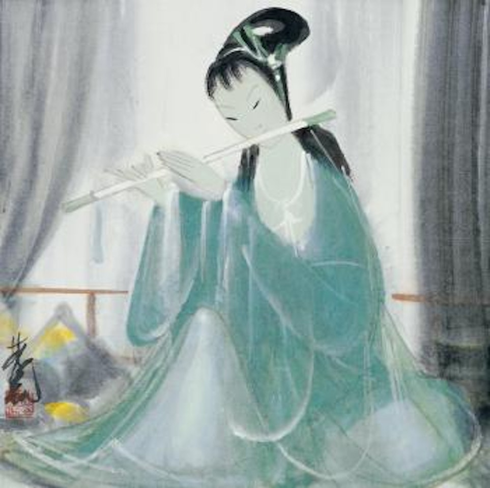 Lady in blue by Lin Fengmian