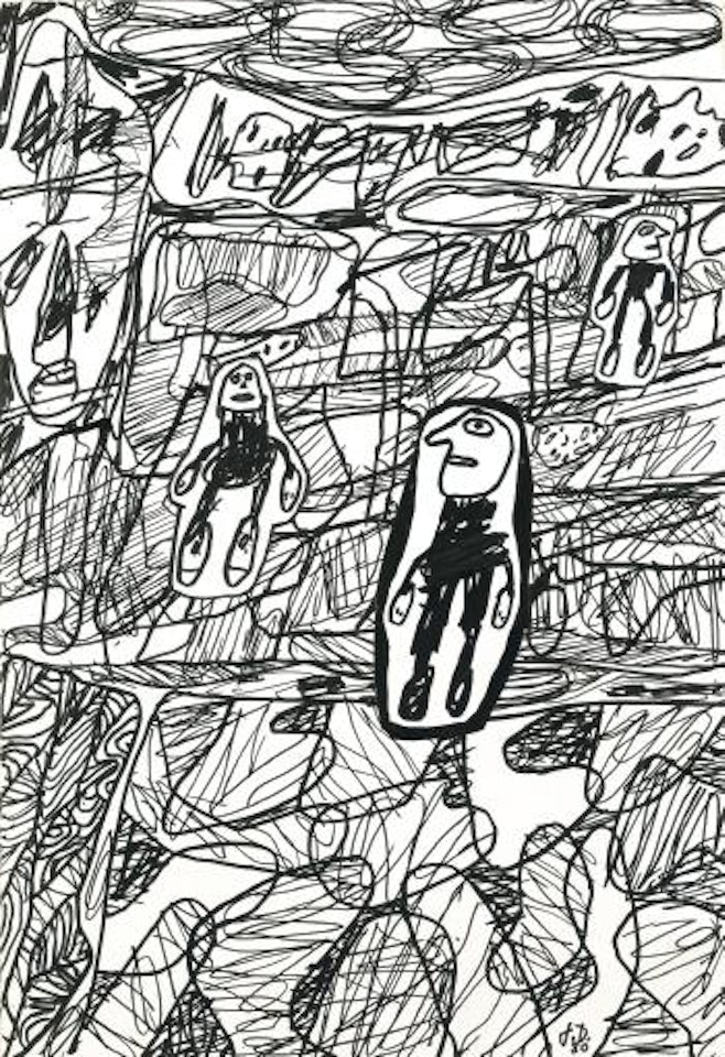 Paysage avec trois personnages D 380 by Jean Dubuffet