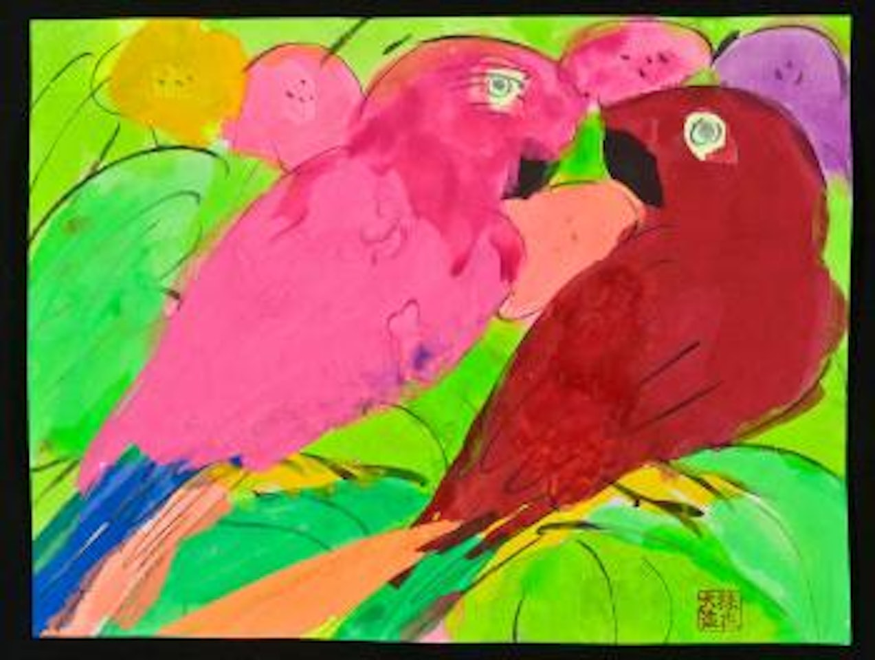 Two parrots by Walasse Ting