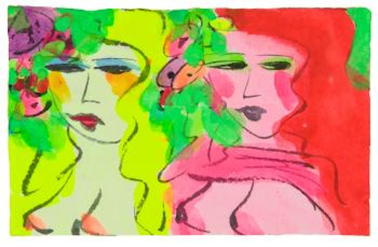 Two women with flowers by Walasse Ting
