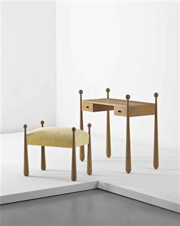 Quilles dressing table and stool by Jean Royere