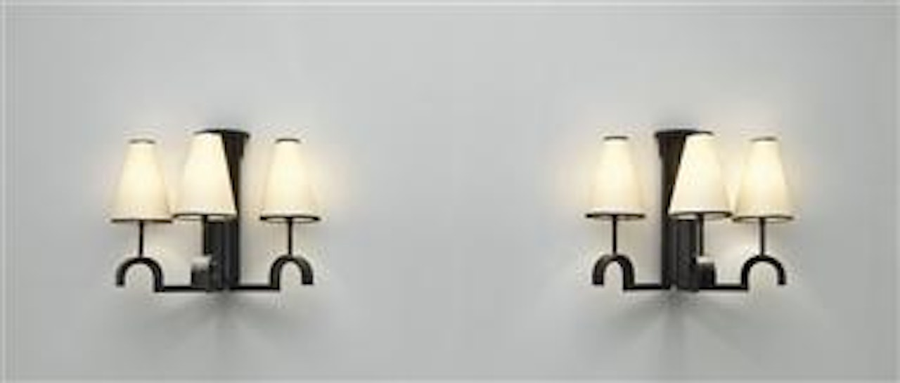 Pair of three-arm Fond perdu wall lights by Jean Royere