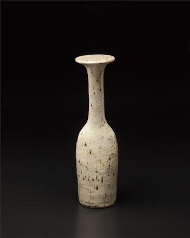 Tall flattened vase by Lucie Rie