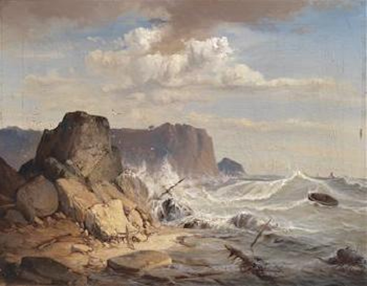 A stormy coastal scenery by Charles Hoguet