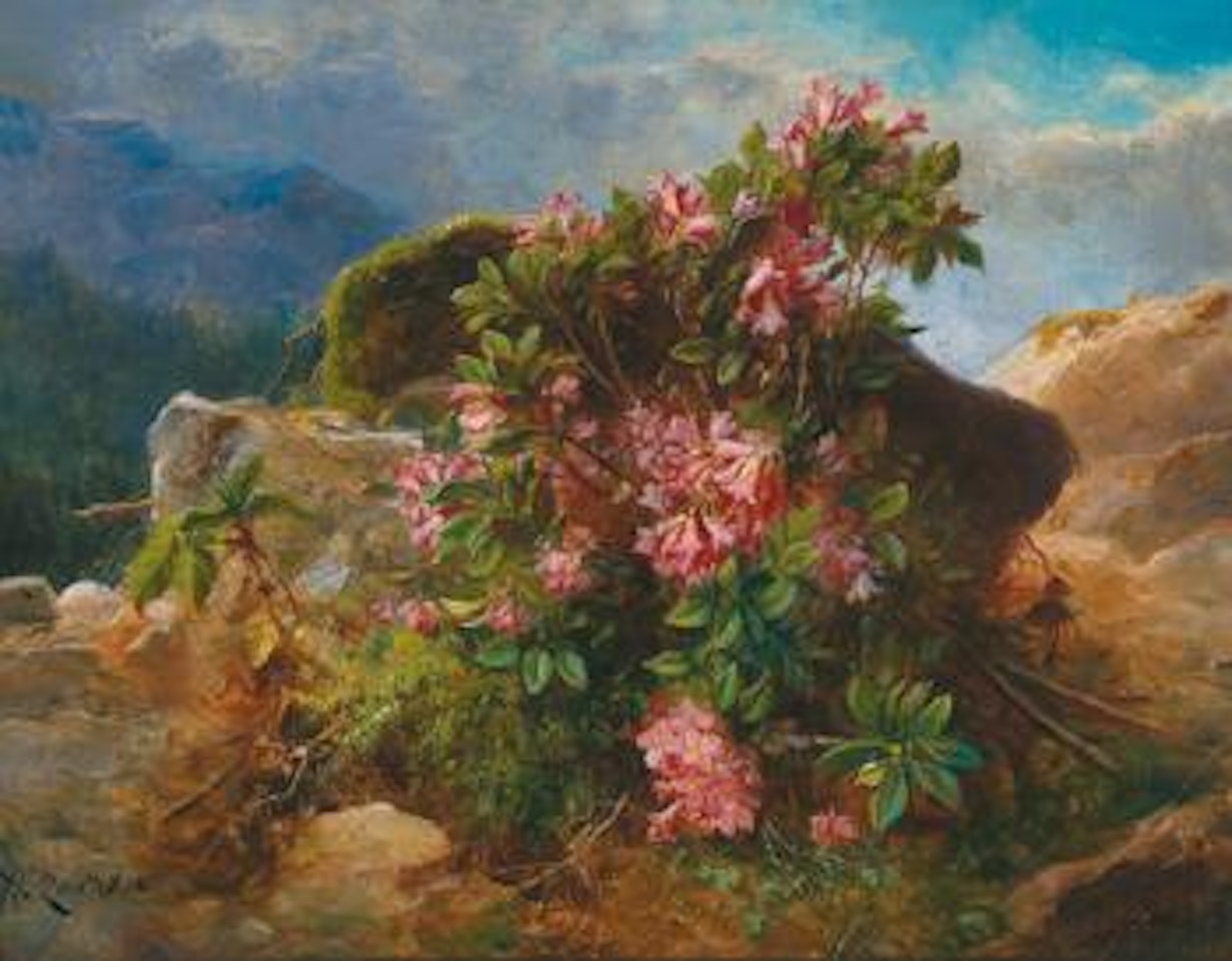 Alpine roses from Styria by Hans Zatzka
