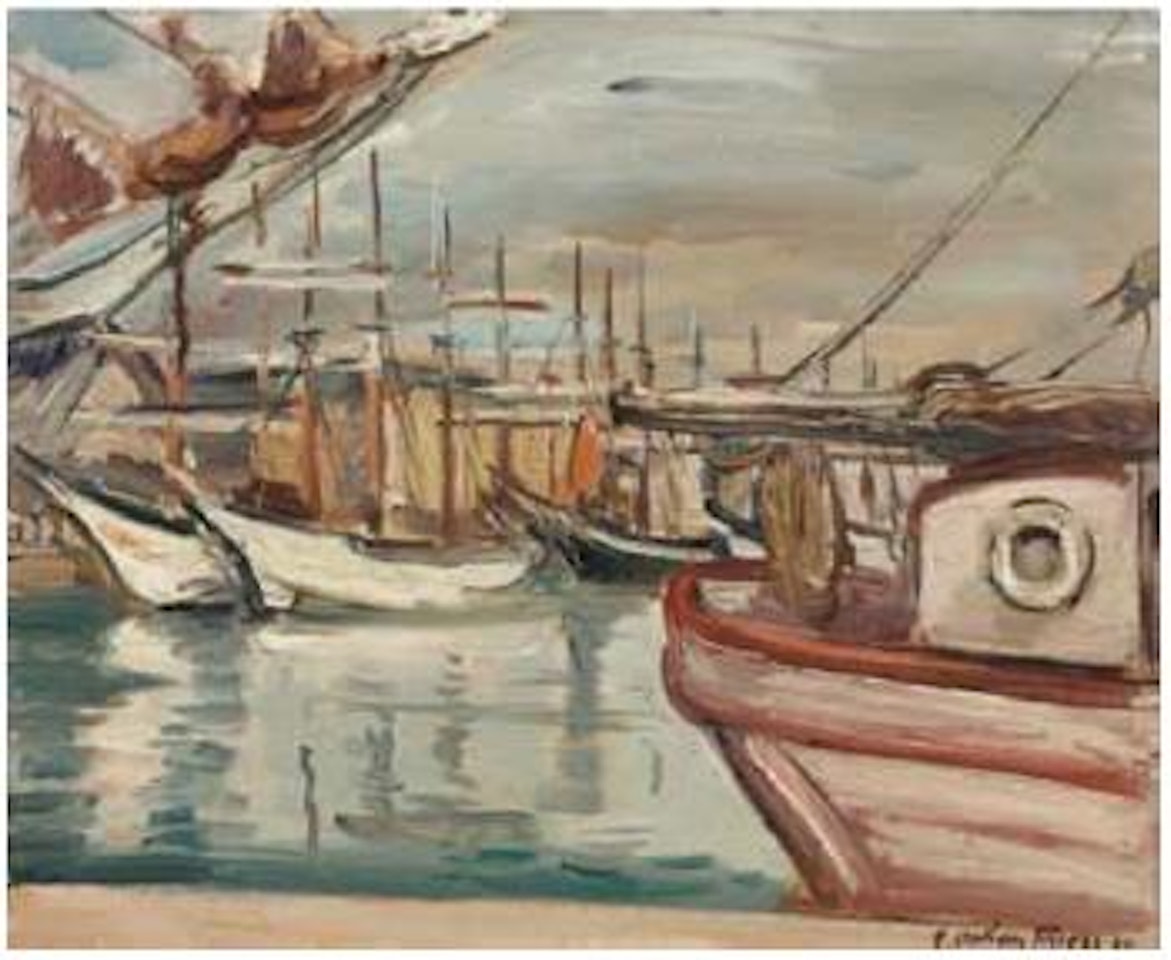 Les deux voiliers blancs ou Le pescador au bassin, Saint-Malo by Othon Friesz
