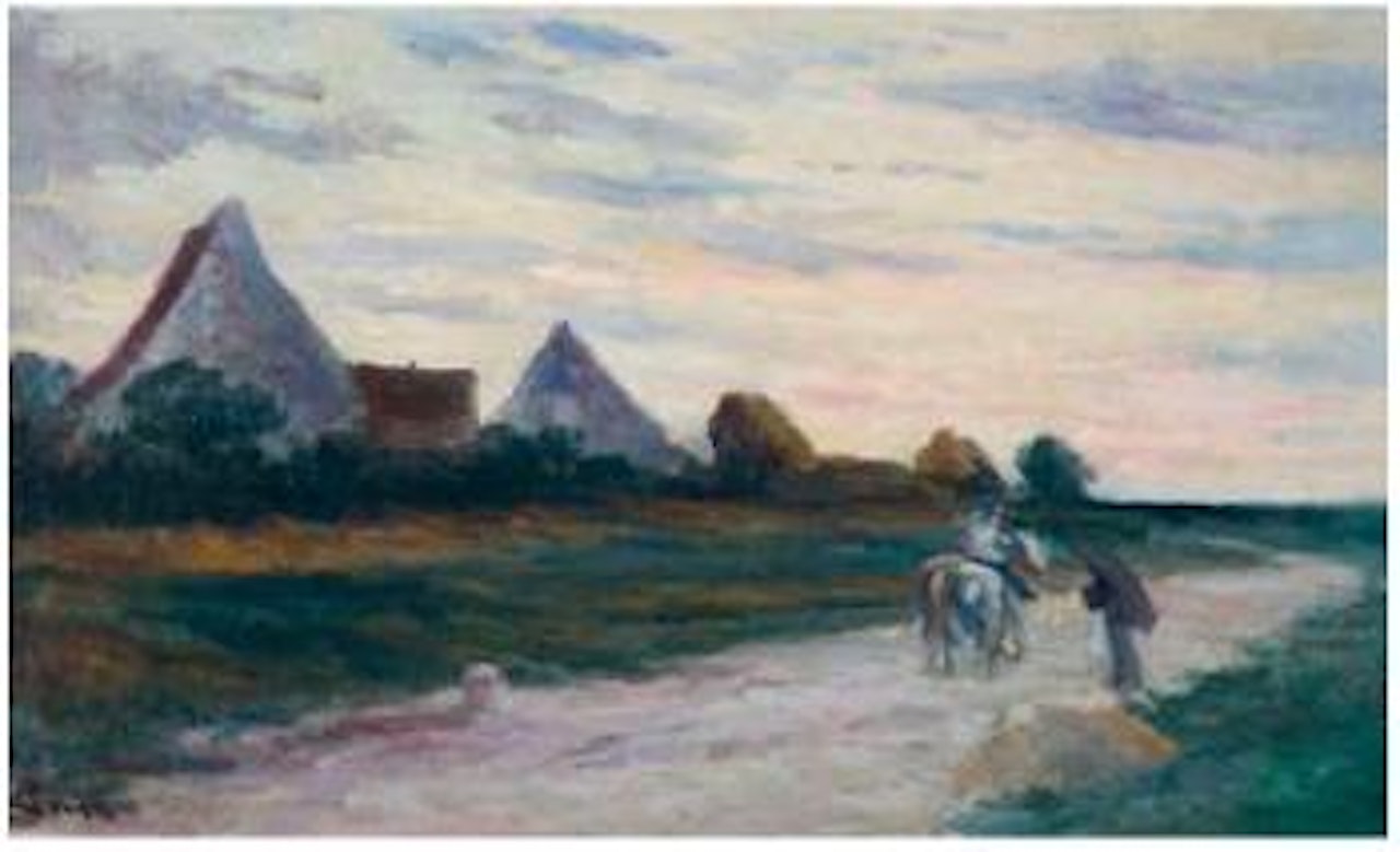 Rencontre sur le chemin au soleil couchant by Maximilien Luce