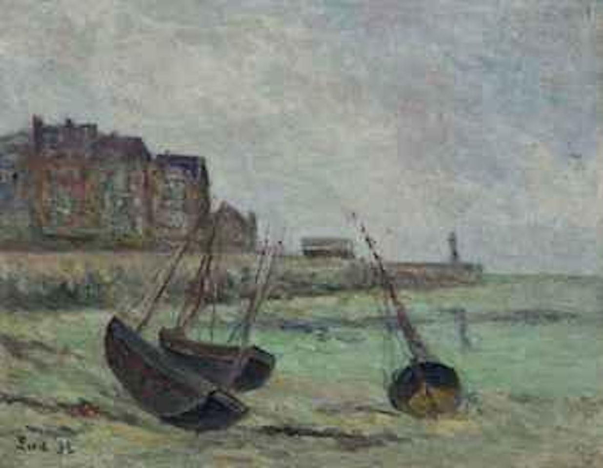 Le Tréport, bâteaux au port by Maximilien Luce