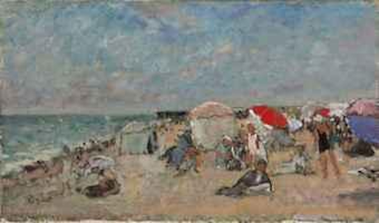 L'homme qui lit le journal, sur la Plage de Deauville by François Gall