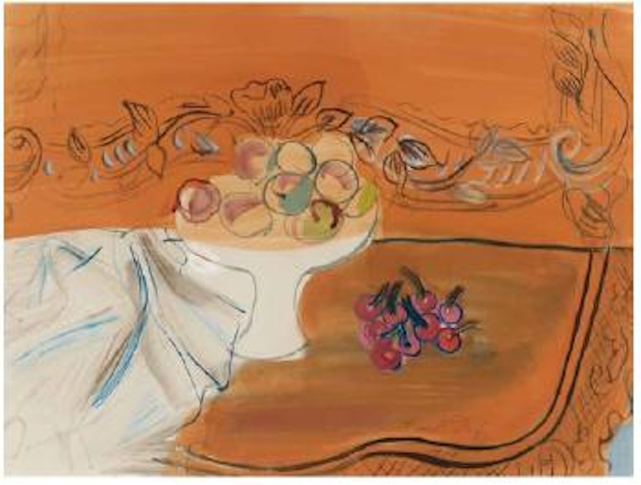 Le compotier de pêches à la console by Raoul Dufy