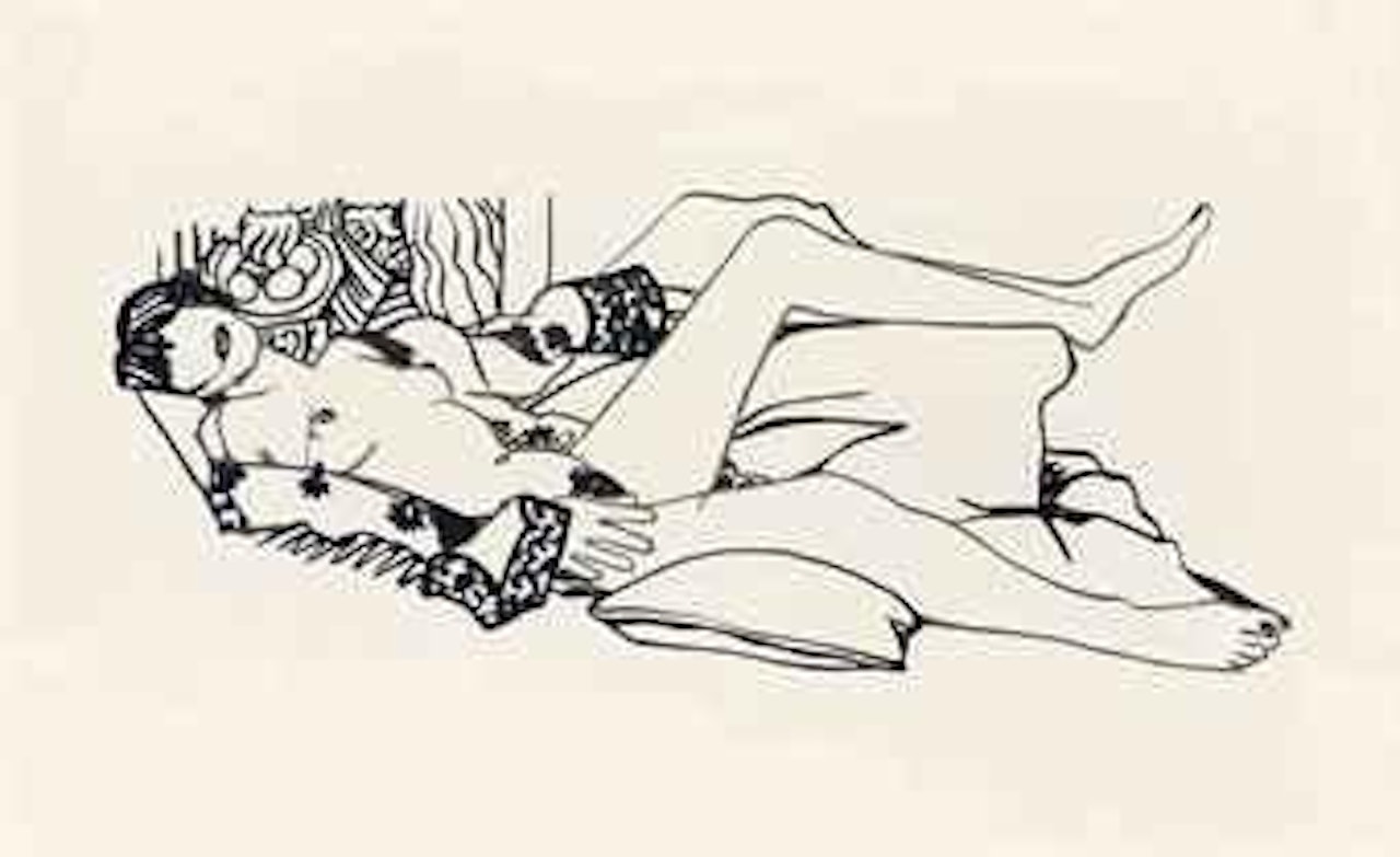 Monica nude with purple robe by Tom Wesselmann