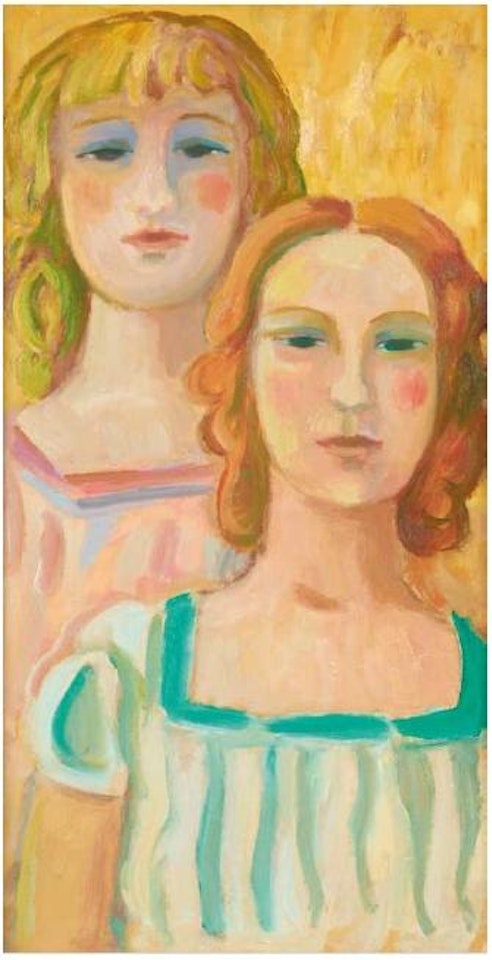 Deux têtes de jeunes filles by Mikhail Larionov