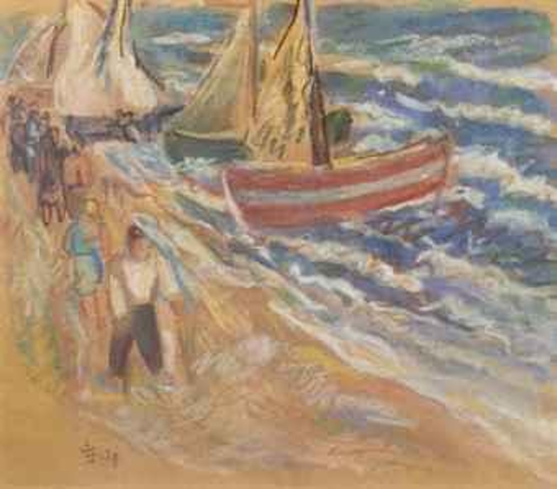 Fisherman on the beach by Leo Gestel