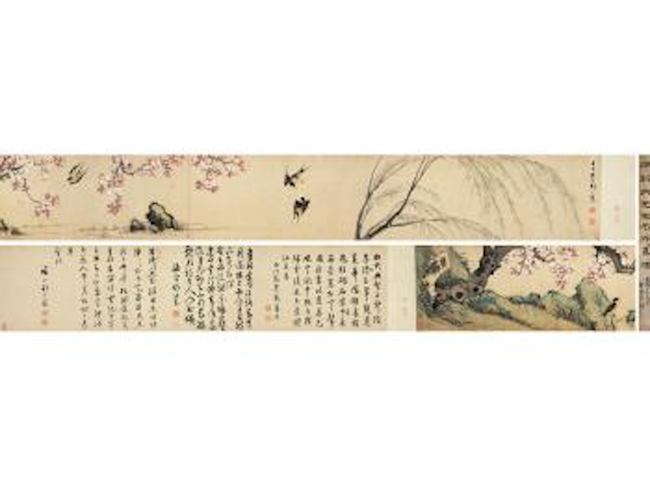 Swallows and willow by Zhou Zhimian