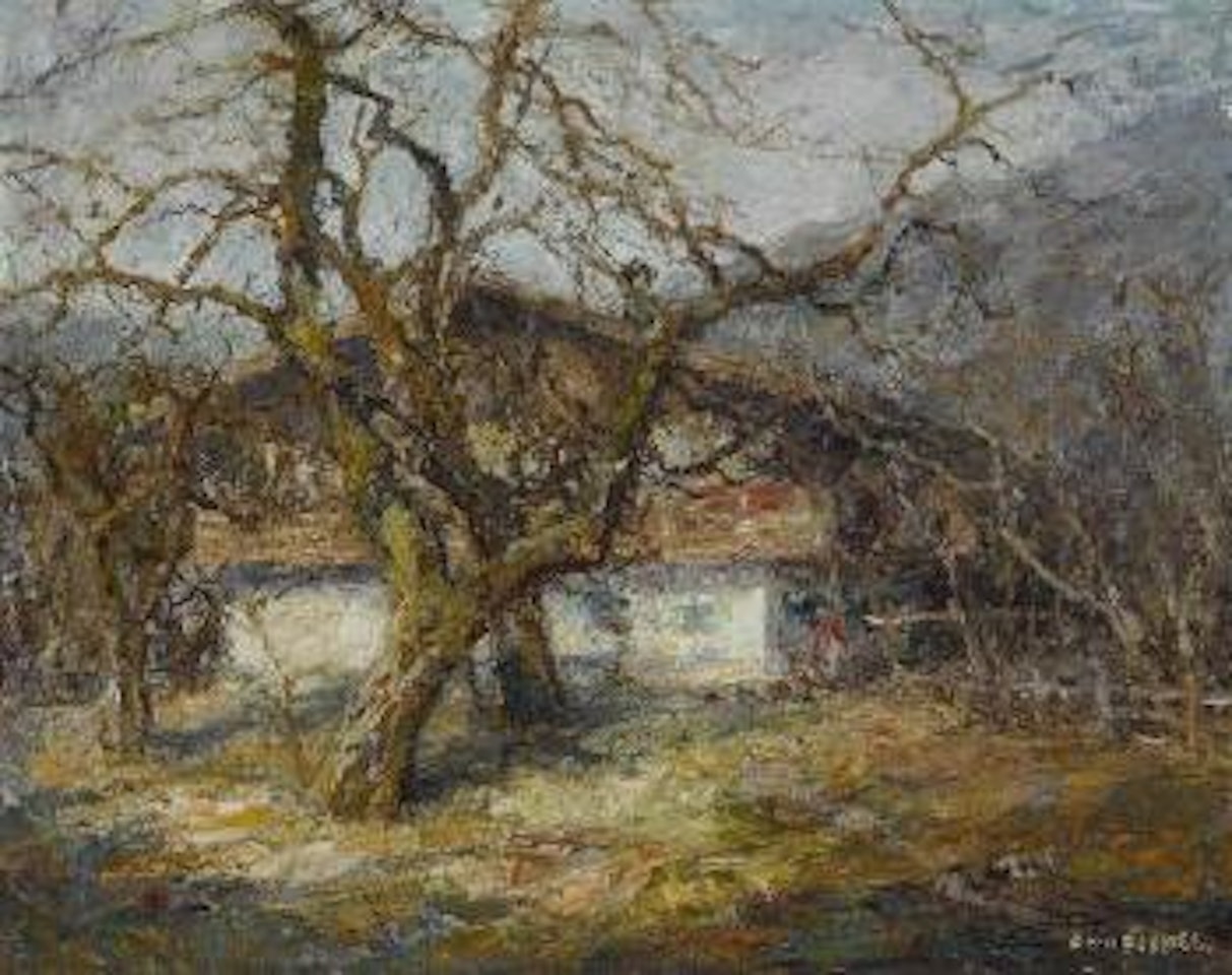 Bauernhaus hinter Bäumen by Otto Pippel