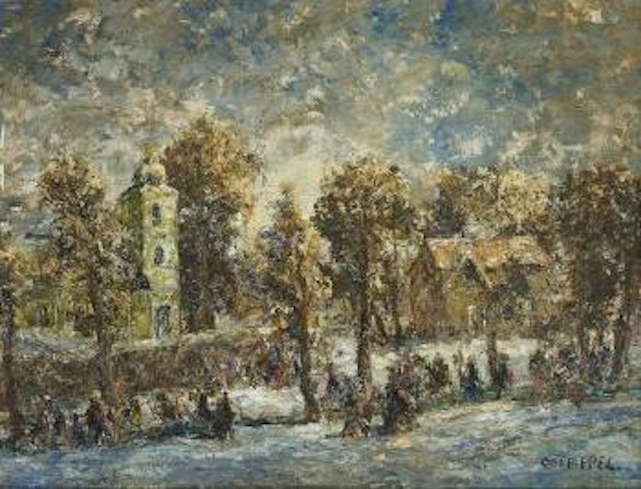 Kirchgang im Winter by Otto Pippel