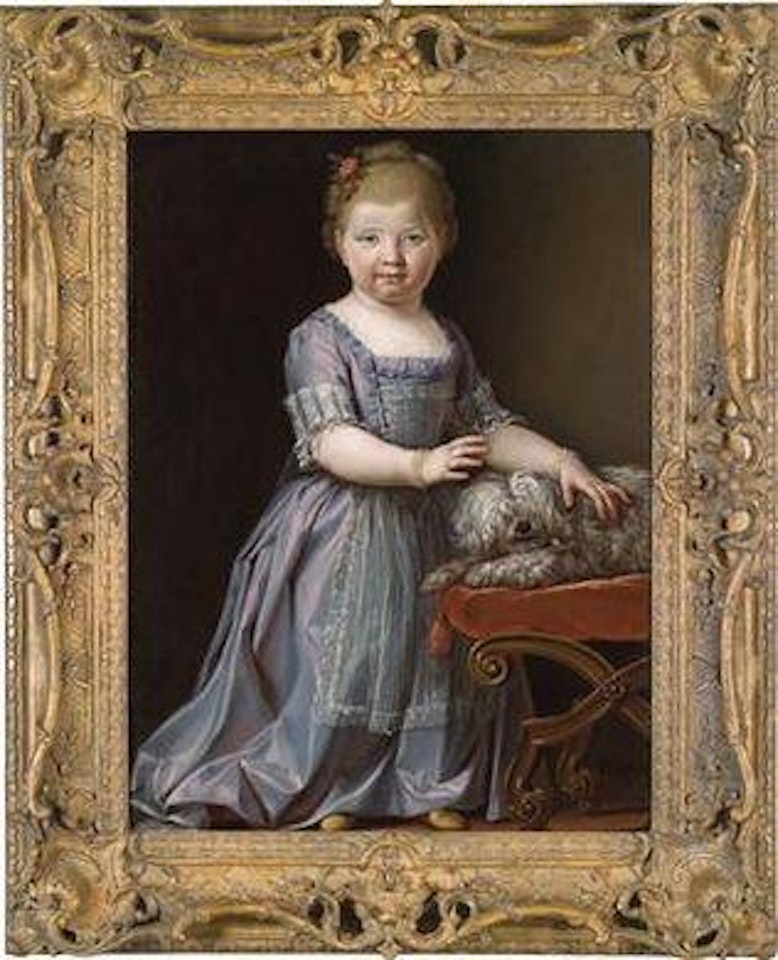Portrait of a young girl with her dog by Pier Francesco Cittadini